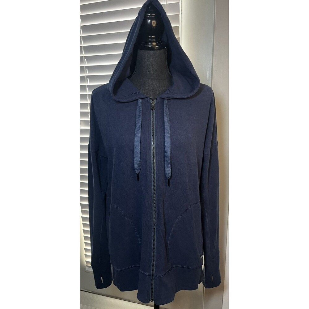 Sweaty Betty SB4108 Womens XL Navy Blue Full Zip Hoodie Athleisure Lounge‎ Gym